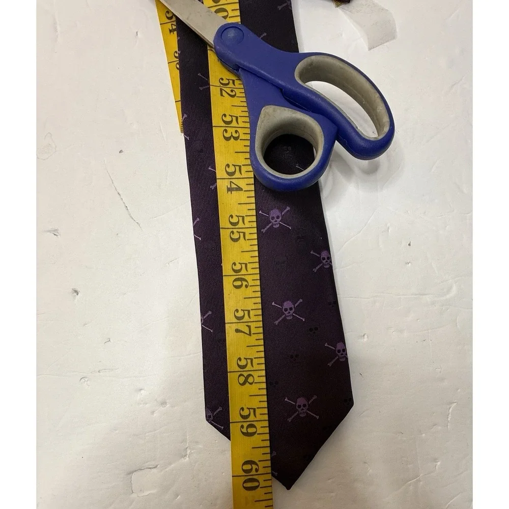 English Laundry Skull Purple Silk Tie‎ Skull Bones Pattern Preppy Grunge Party